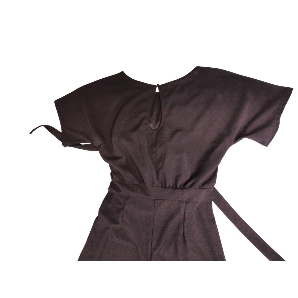 Women Short Sleeve Wide Leg Jumpsuit Charcoal Black XL Belted Stretch - Picture 4 of 10